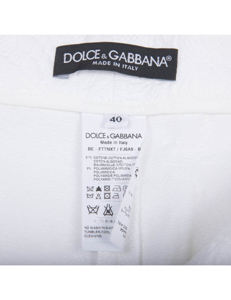 Short DOLCE & GABBANA T 40 IT en coton piqué fleurs blanc