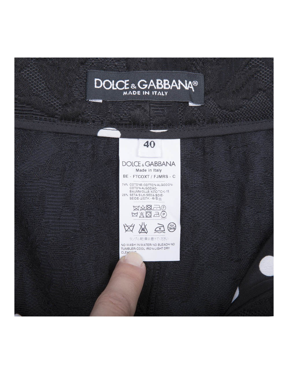 Short DOLCE & GABBANA T36  en coton piqué à fleur noir