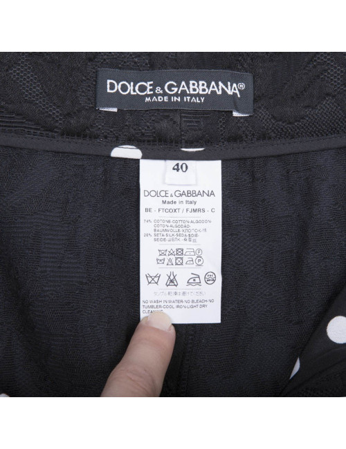 Short DOLCE & GABBANA T36  en coton piqué à fleur noir