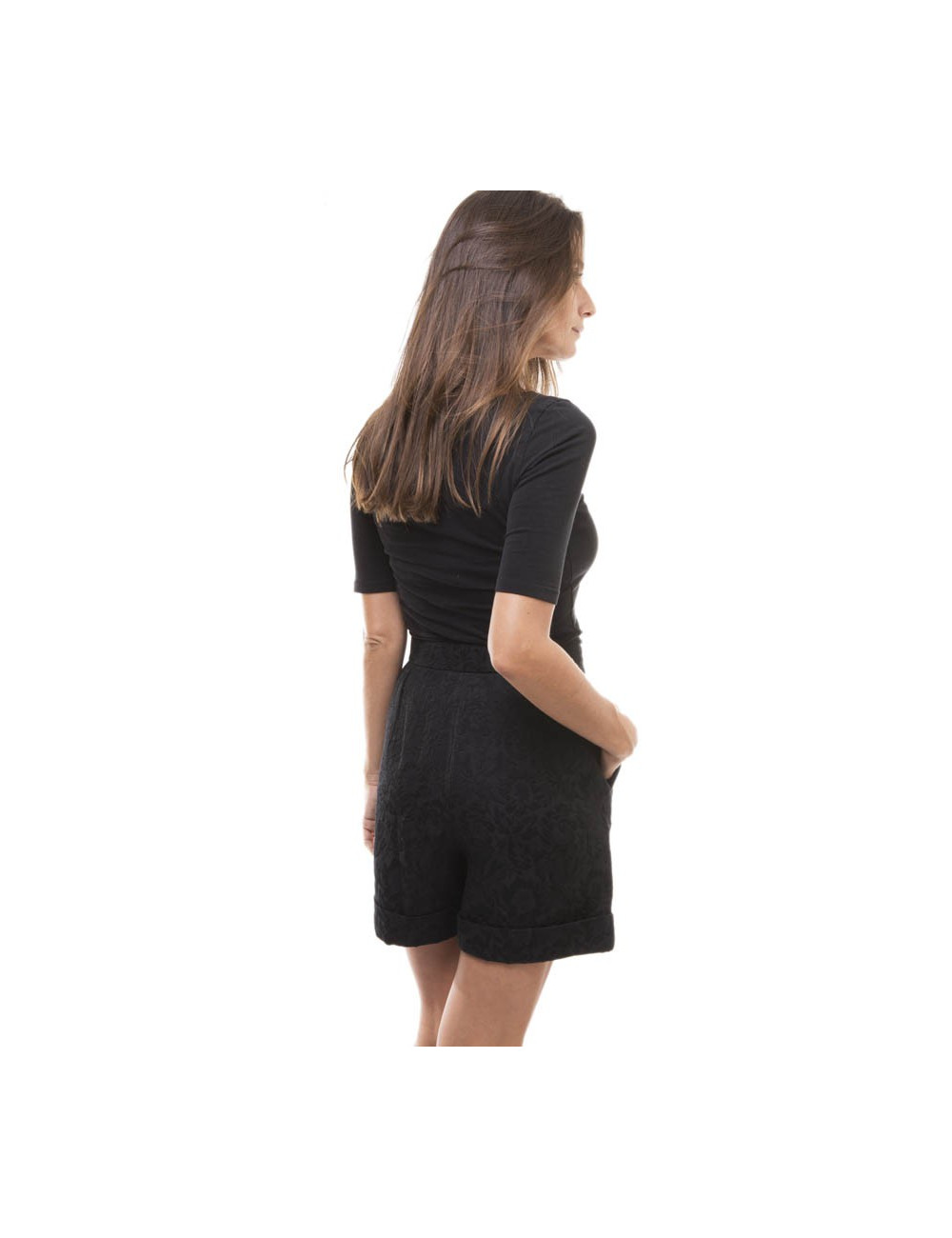 Short DOLCE & GABBANA T36  en coton piqué à fleur noir