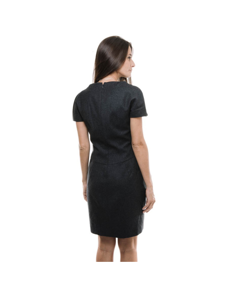 Robe YVES SAINT LAURENT en laine grise T38