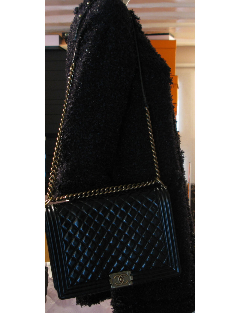 Boy GM en cuir noir brillant veilli