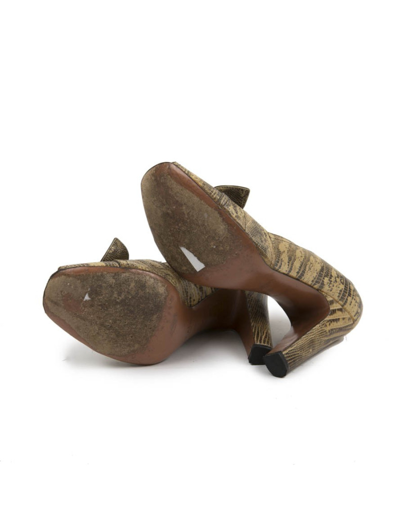 ALAÏA High Heels Sandals in Yellow and Brown Snakeskin Size 39FR