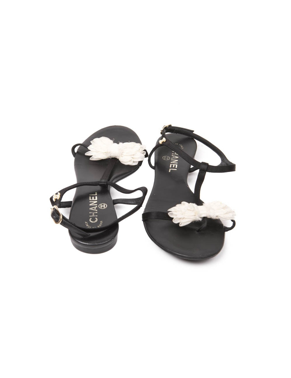 Tongs T 38.5 C CHANEL ruban blanc