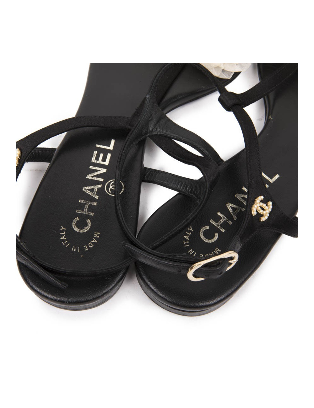 Tongs T 38.5 C CHANEL ruban blanc