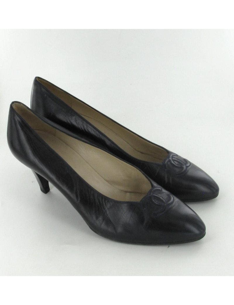 Escarpins CHANEL T 38 cuir noir