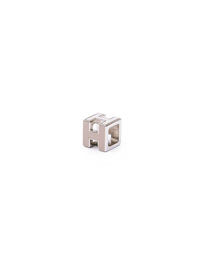 HERMES cage d'H pendant in beige lacquered palladium plated metal