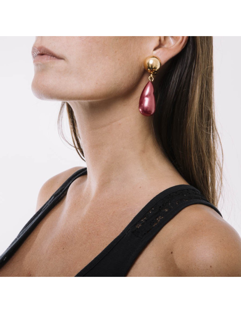 Boucles d'oreille pendantes roses SANS MARQUES