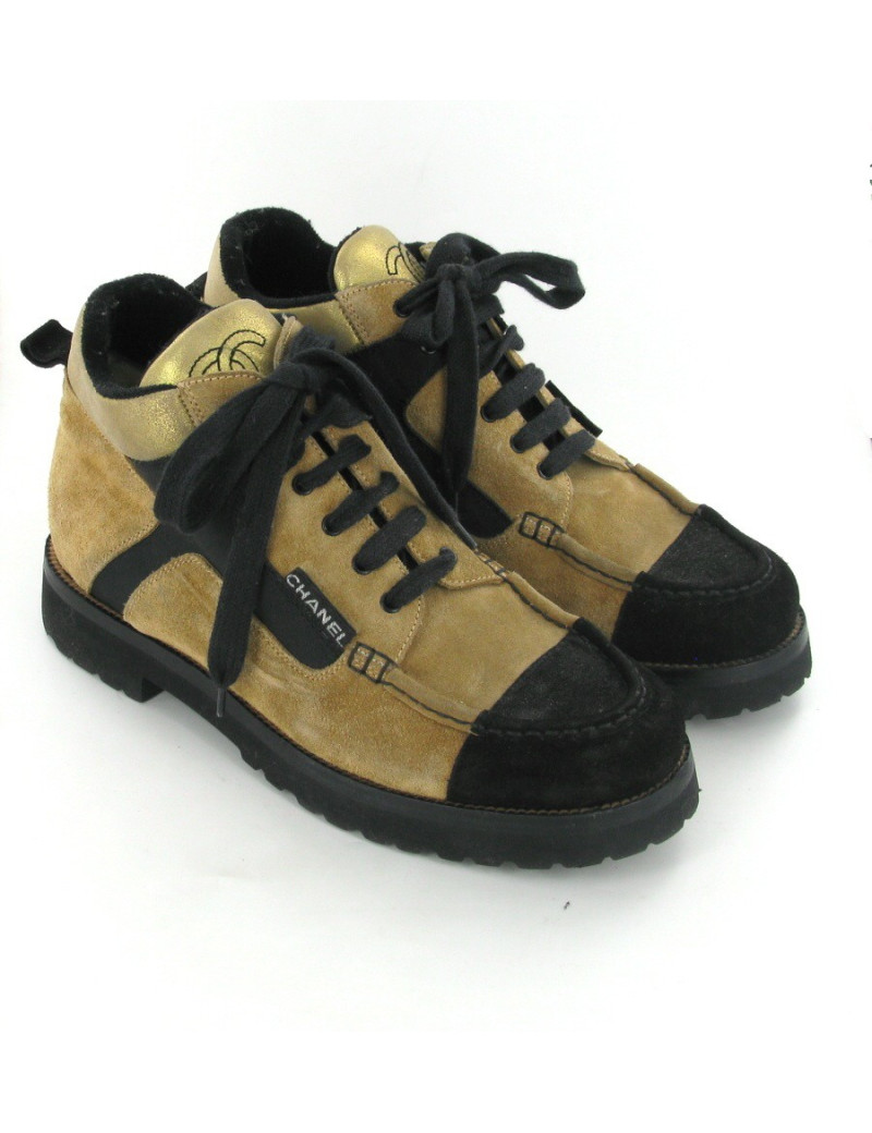 Basket CHANEL bicolores noir et beige