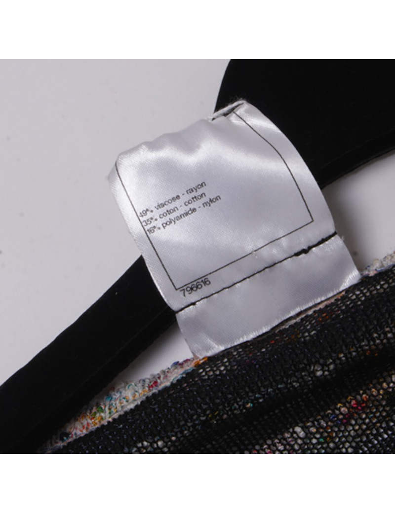  CHANEL T 42 sleeveless knit dress in multicolored and night-blue fabric