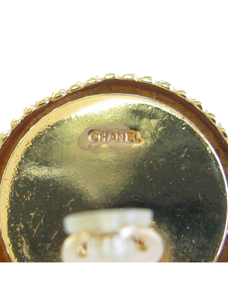 Vintage CHANEL Clip-on earrings in gilded metal, black and pearl