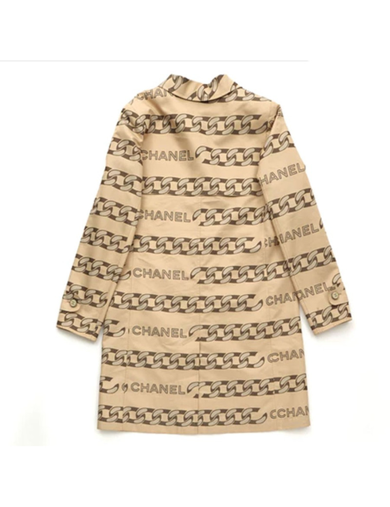 CHANEL Trench coat in beige silk and polyester Size 42FR