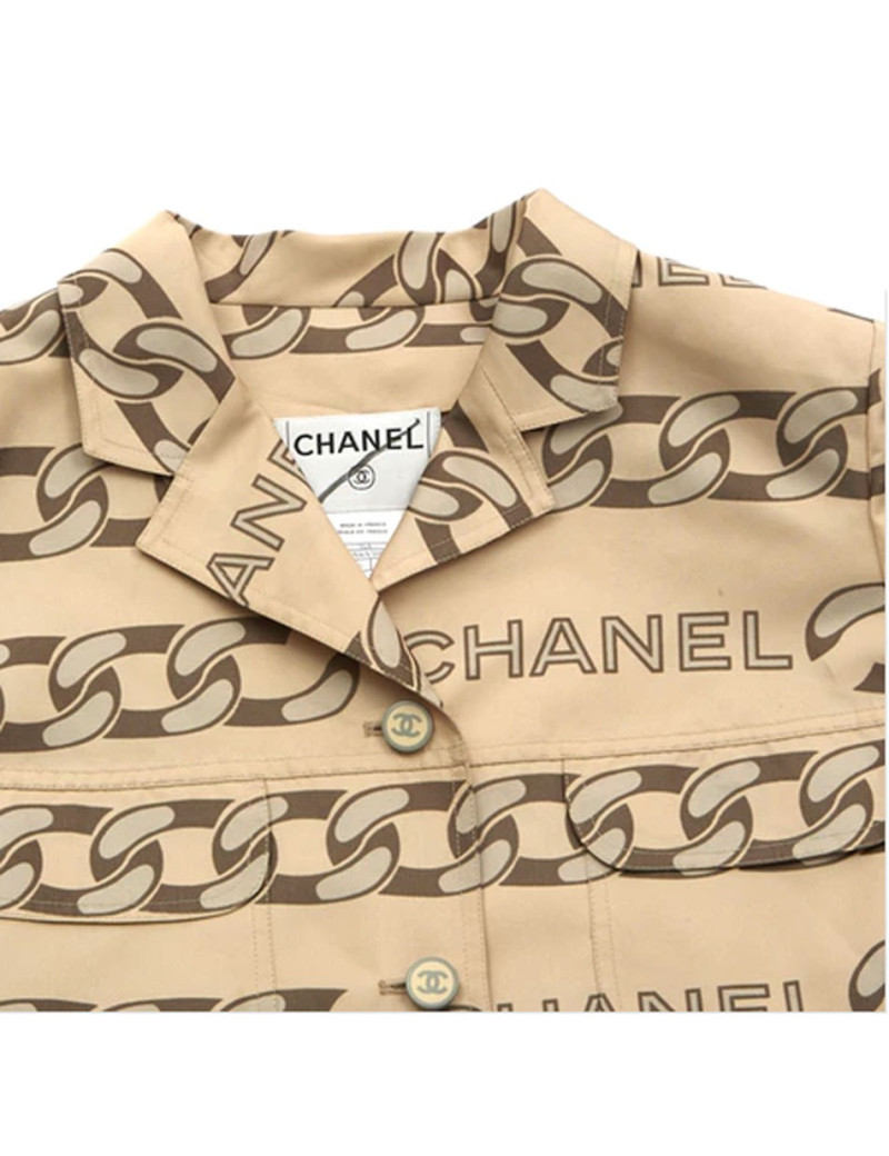 CHANEL Trench coat in beige silk and polyester Size 42FR