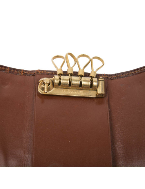 Porte-clefs en crocodile  fauve sans marque