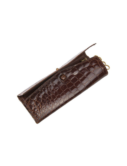 Porte-clefs en crocodile  fauve sans marque