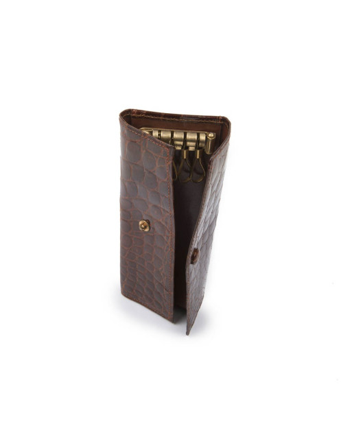 Porte-clefs en crocodile  fauve sans marque