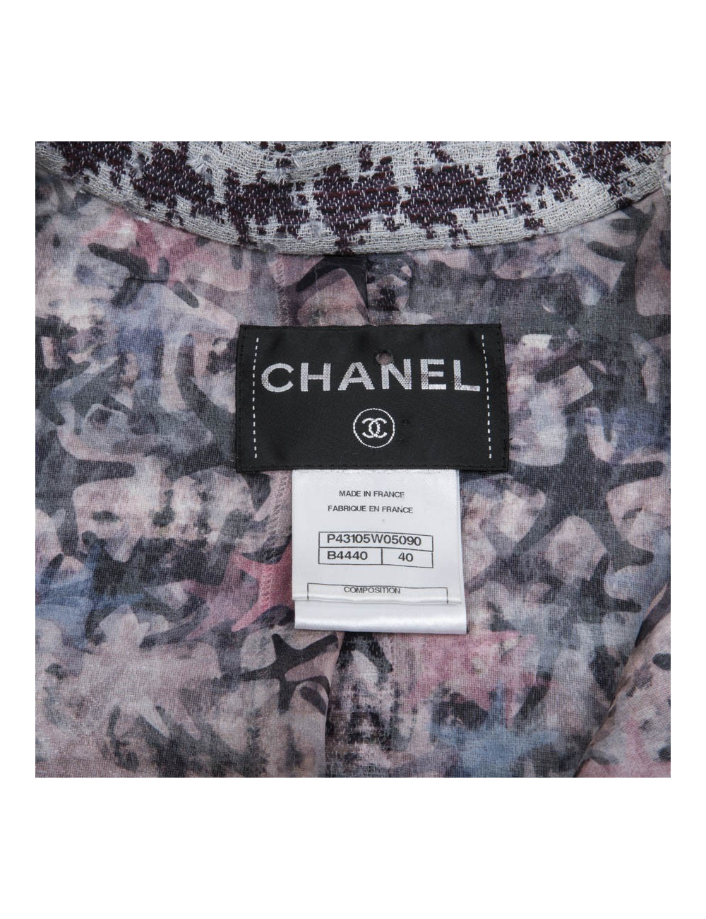 Veste CHANEL T 40  grise et mauve croisée