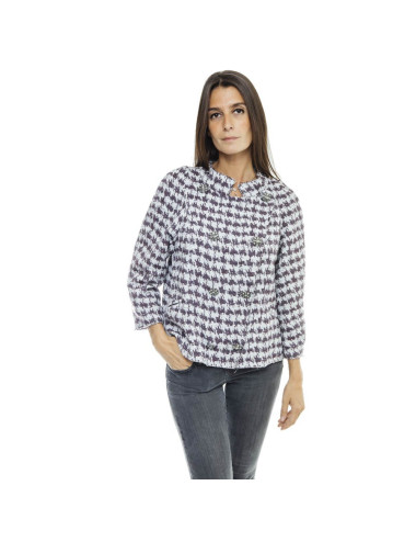 Veste CHANEL T 40  grise et mauve croisée