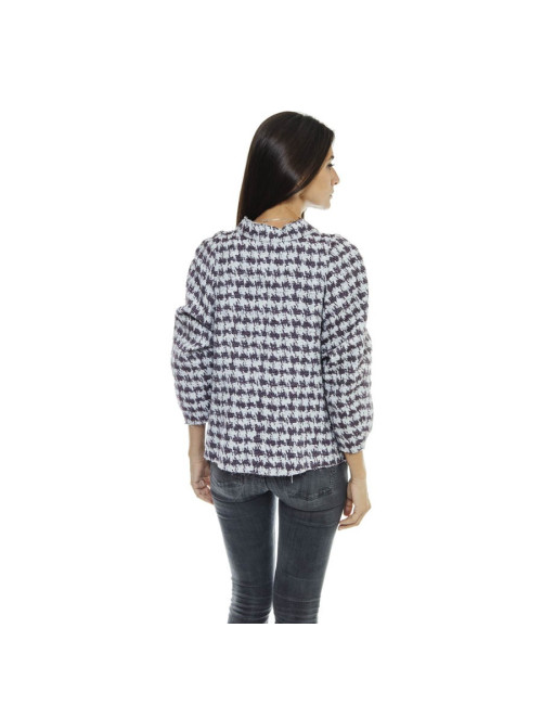 Veste CHANEL T 40  grise et mauve croisée