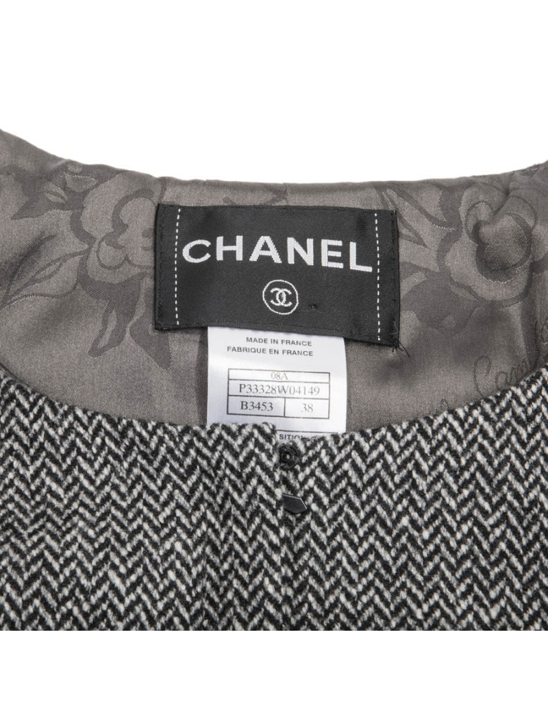 Veste CHANEL T38 en laine grise 