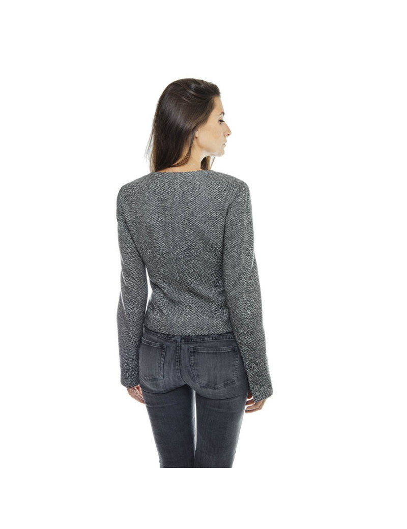 Veste CHANEL T38 en laine grise 