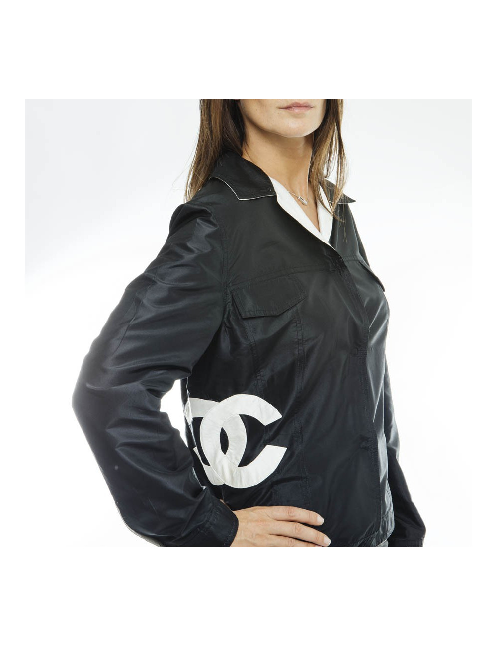Veste CHANEL réversible noire et ivoire 