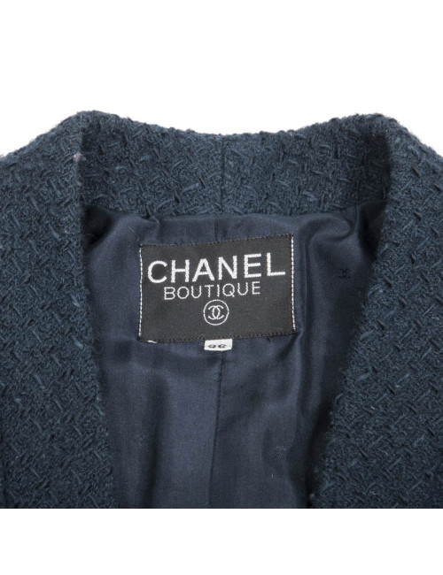 CHANEL straight cut coat in blue wool size 36 