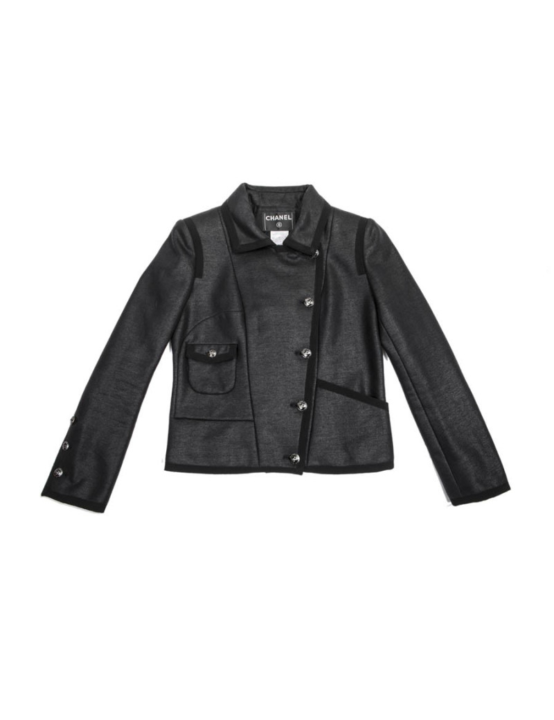 Veste CHANEL T 38 noire croisée