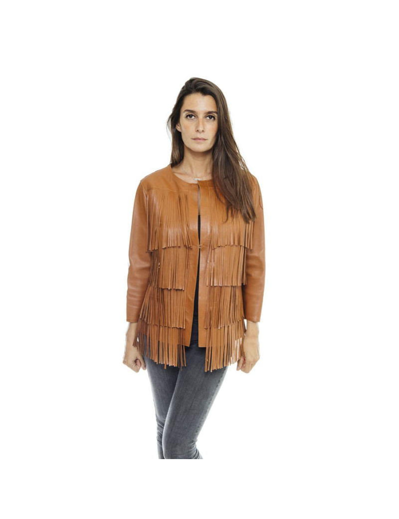 Veste T 40 IT/36FR REBECCA CORSI en cuir gold 