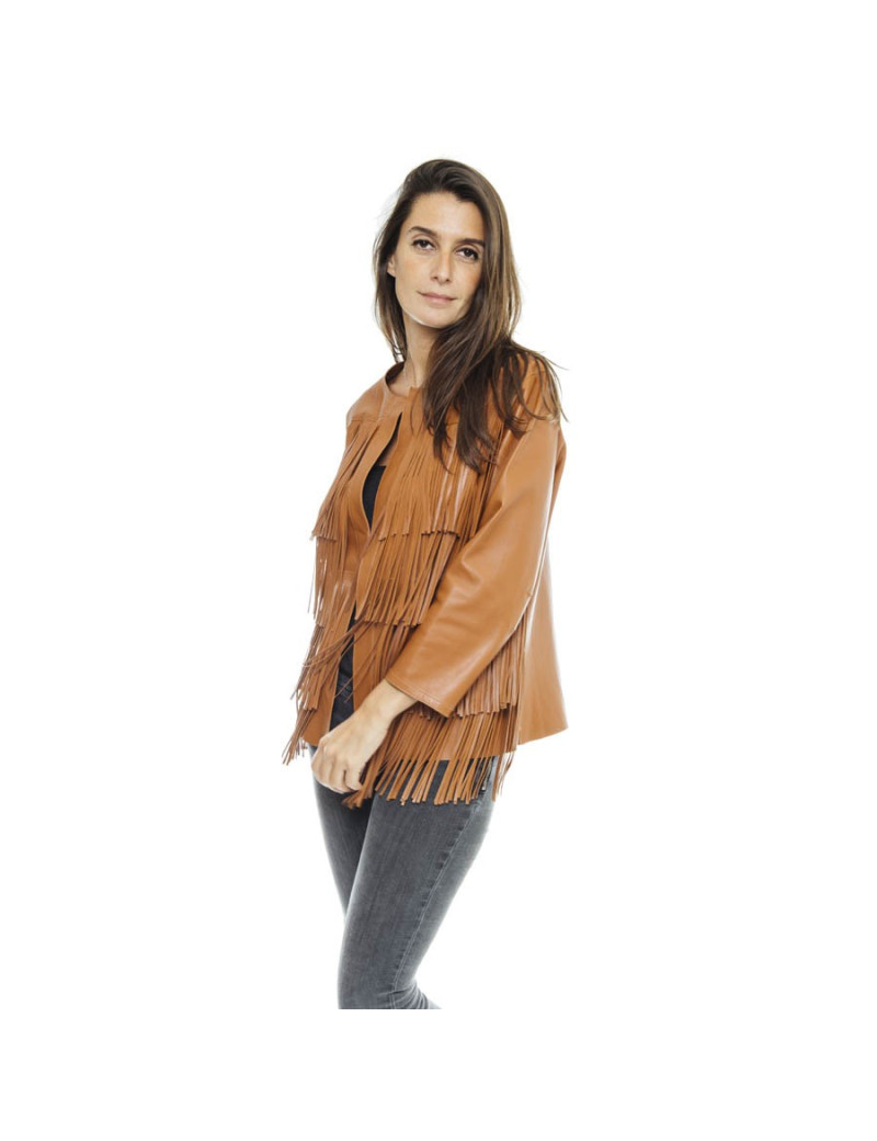 Veste T 40 IT/36FR REBECCA CORSI en cuir gold 