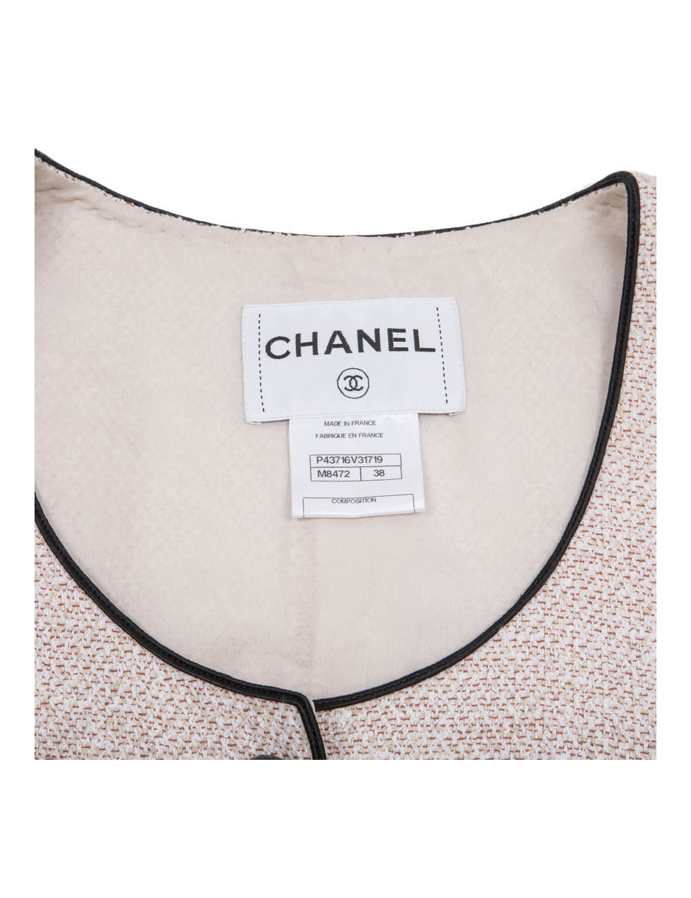 Chanel jacket "Les fonds marins" Size 38 in pale pink cotton tweed