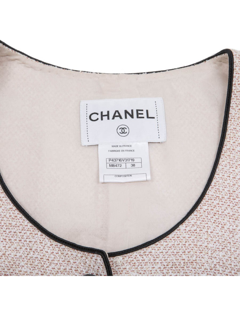 Chanel jacket "Les fonds marins" Size 38 in pale pink cotton tweed