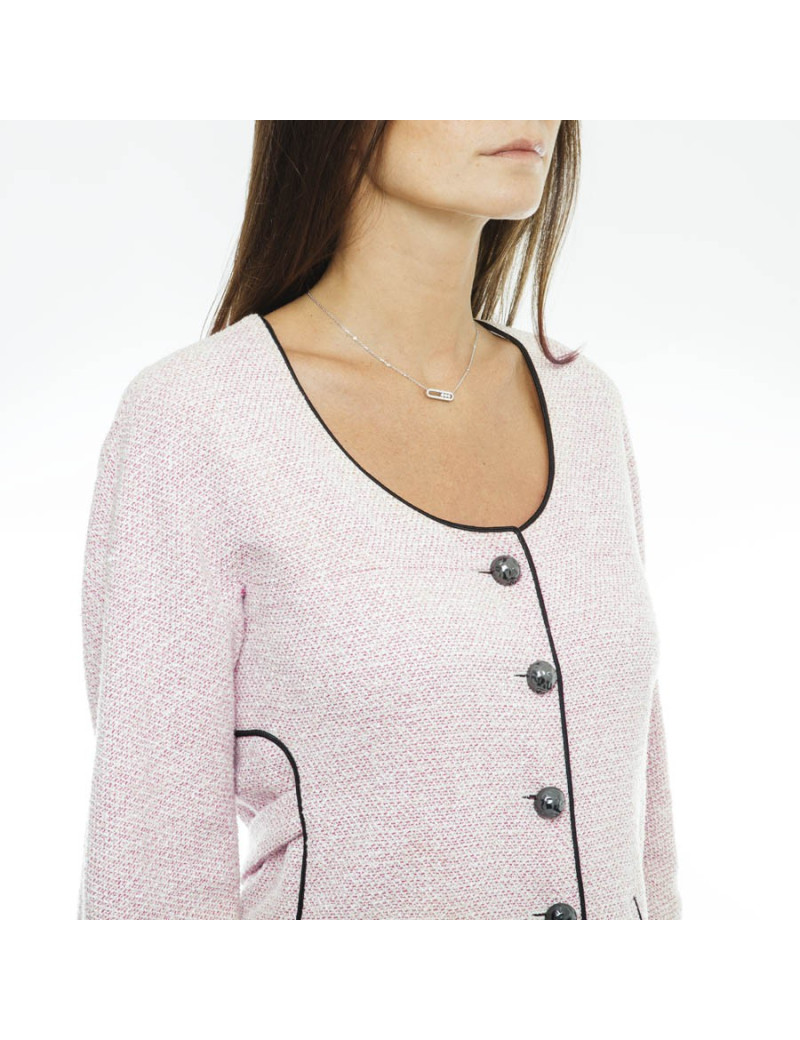 Chanel jacket "Les fonds marins" Size 38 in pale pink cotton tweed