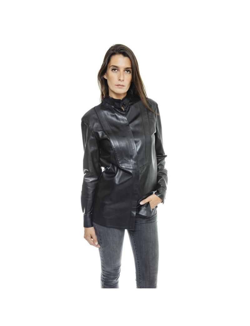 GIVENCHY blouse in black lamb leather size 34FR