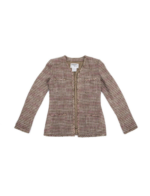 Veste CHANEL T 38 BEIGE ET ROSE