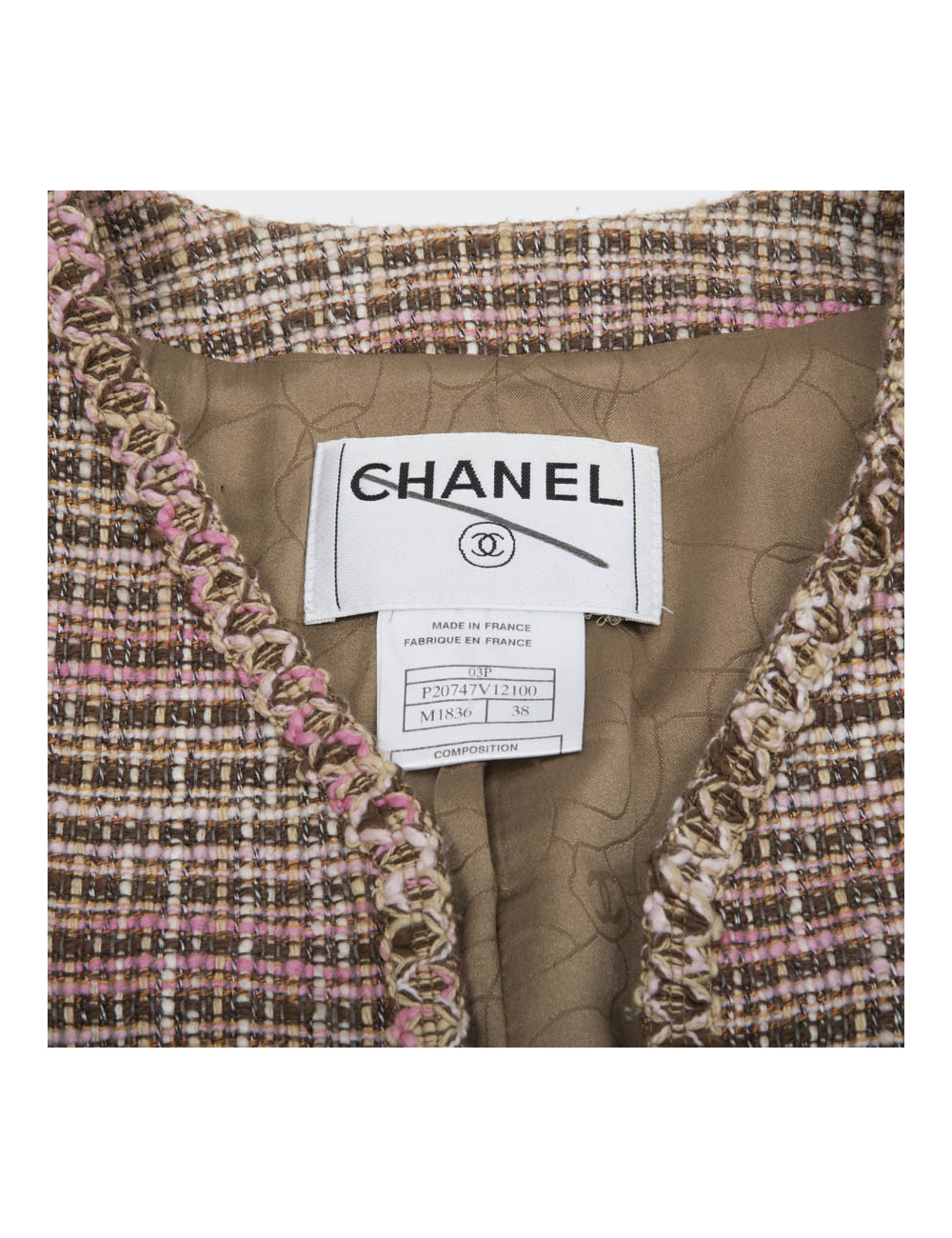 Veste CHANEL T 38 BEIGE ET ROSE