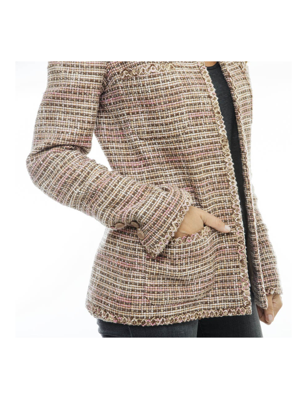 Veste CHANEL T 38 BEIGE ET ROSE