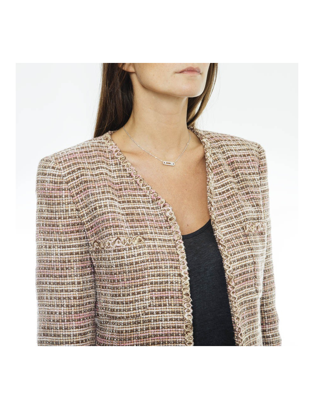 Veste CHANEL T 38 BEIGE ET ROSE