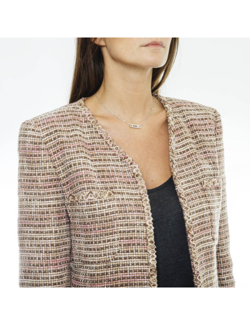 Veste CHANEL T 38 BEIGE ET ROSE