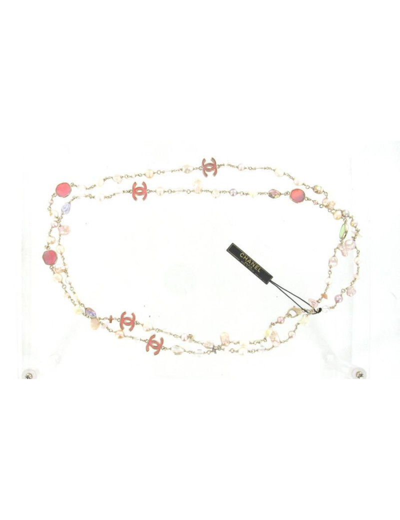 Sautoir CHANEL "CC" , perles et éclats de pierre