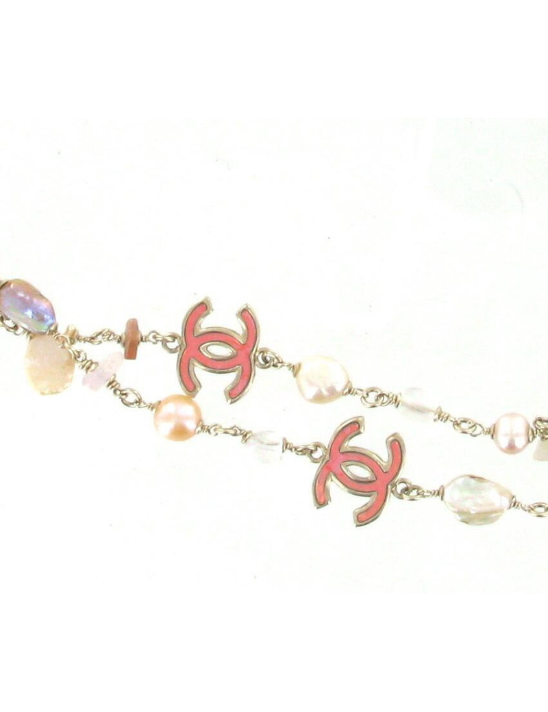 Sautoir CHANEL "CC" , perles et éclats de pierre