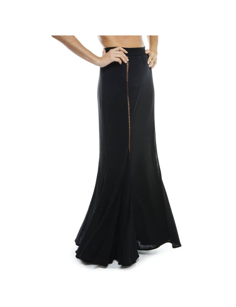 ROCHAS T38 vintage long skirt in black jersey
