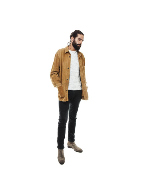 FRANCK NAMANI  gold suede shirt jacket