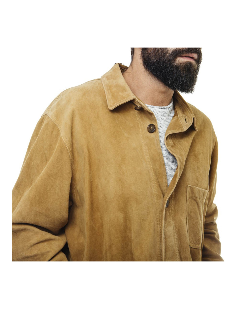 FRANCK NAMANI  gold suede shirt jacket
