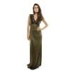 CHRISTIAN LACROIX soft evening own in khaki green satin viscose Size 40FR