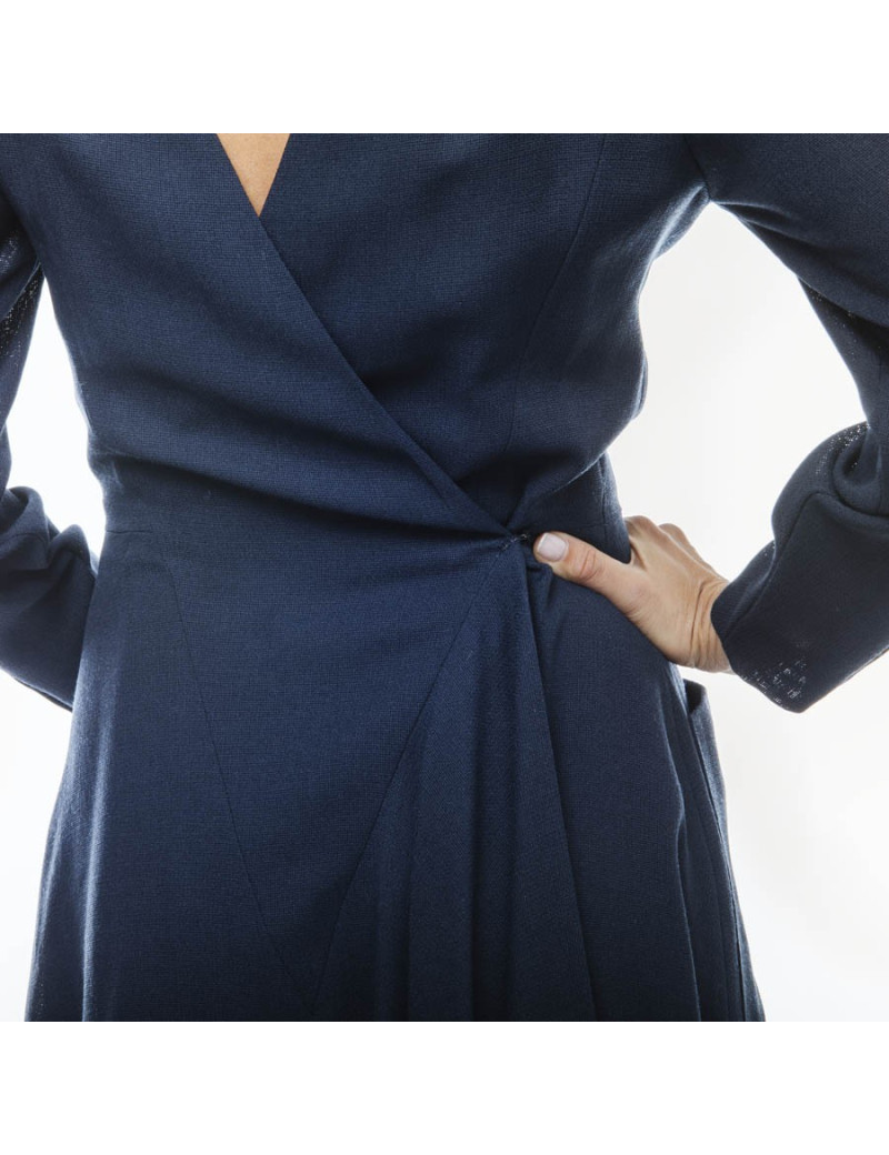 CHANEL wrap dress in blue navy fabric size 38FR