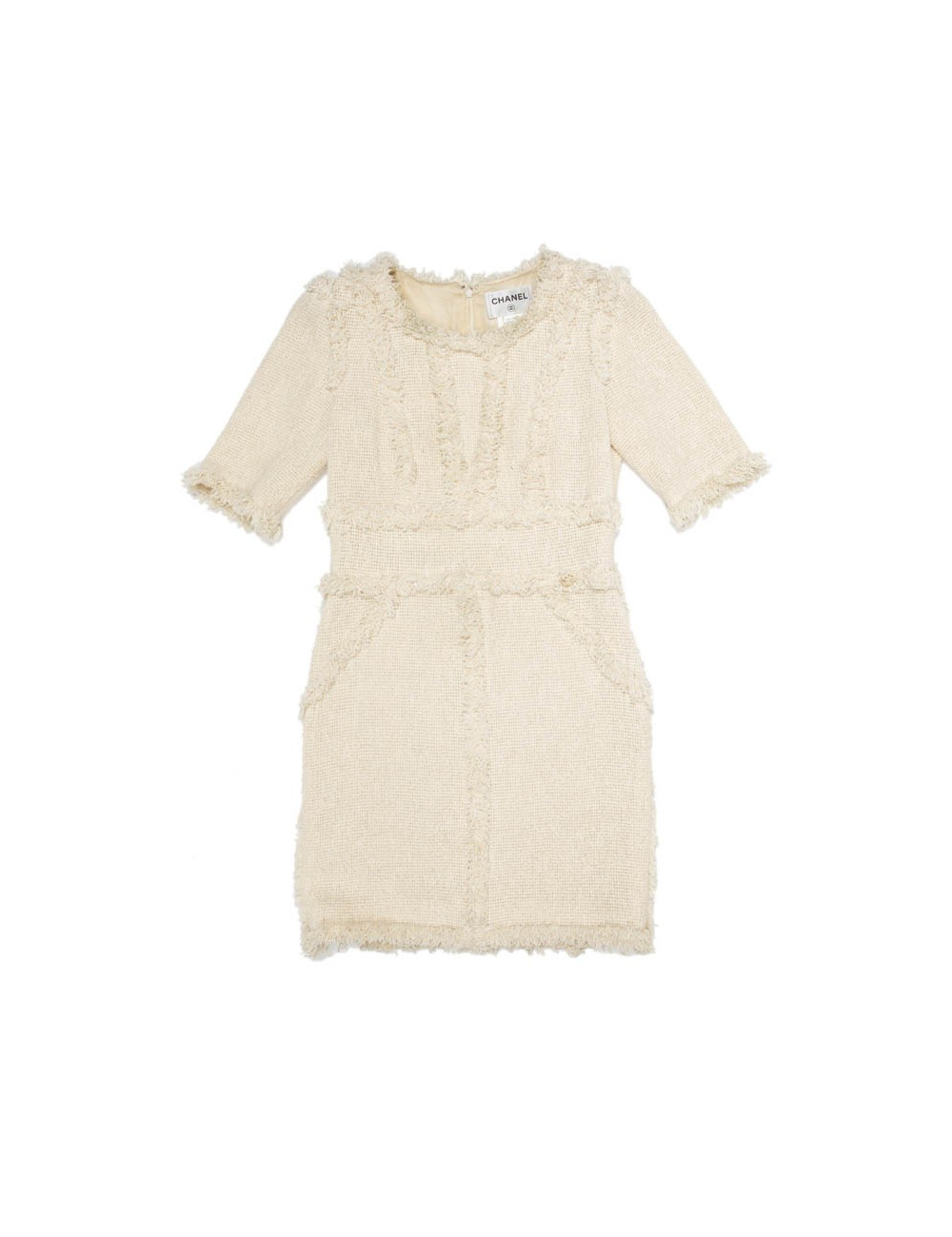 Robe CHANEL T 38 tweed beige