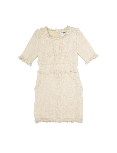 CHANEL dress in beige tweed size 38FR