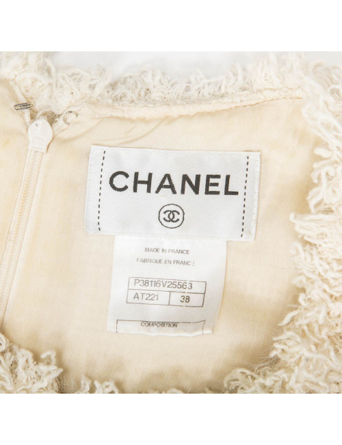 Robe CHANEL T 38 tweed beige