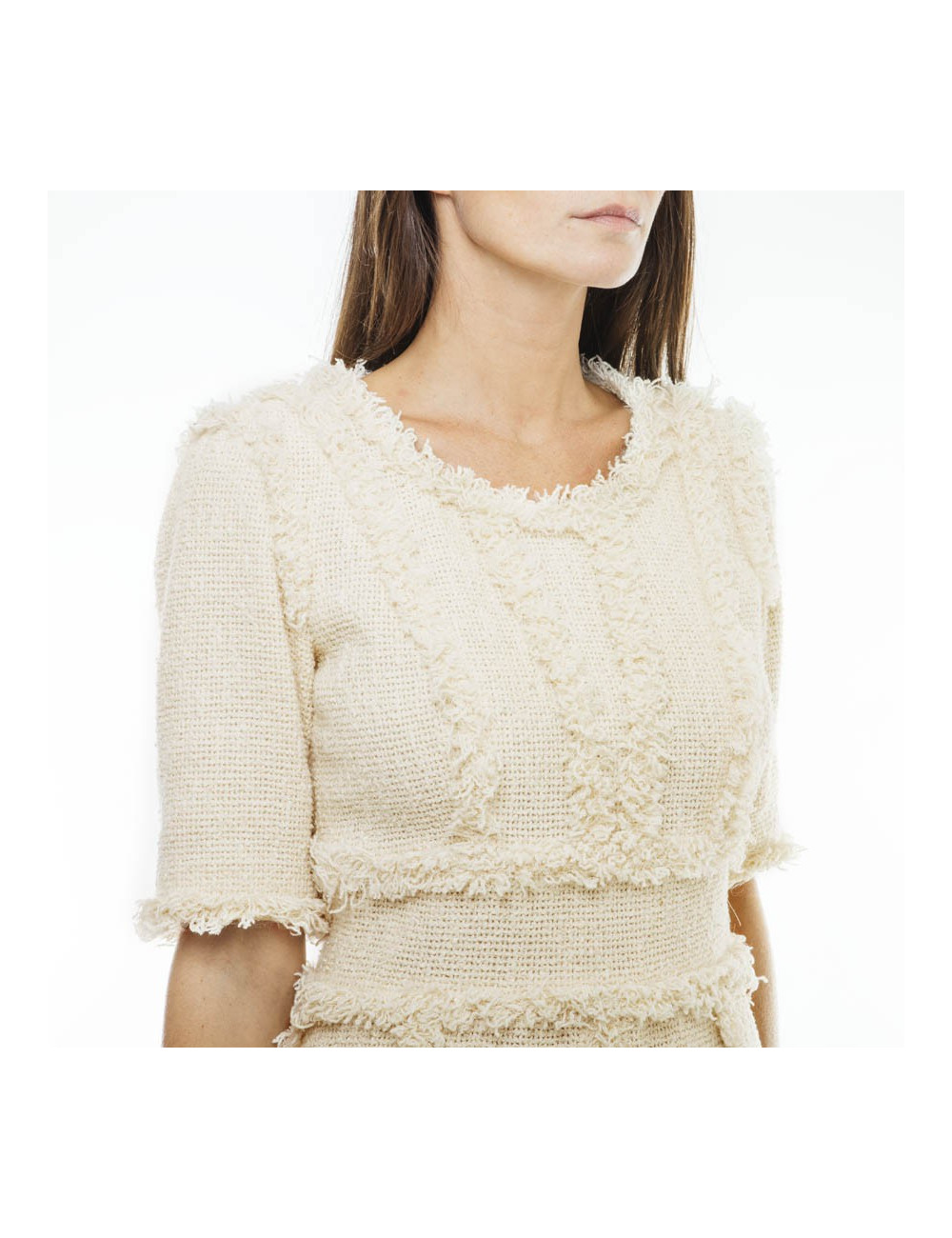 Robe CHANEL T 38 tweed beige